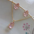 Conjunto Colar e Brinco Golden Pink Folheado a Ouro