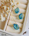 Conjunto Colar E Brinco De Gota Pedra cristal Folheado A Ouro